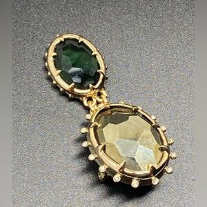 Alexis Bittar Georgian Gold Tone Double Stone Pin Brooch